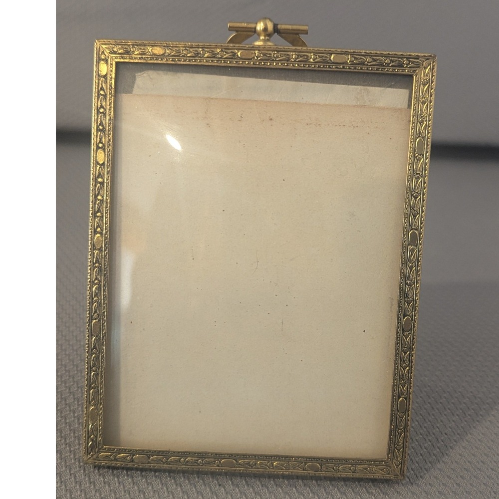 Vintage Etched Brass Picture Frame Velvet Back Clarice K Rogalla Chicago